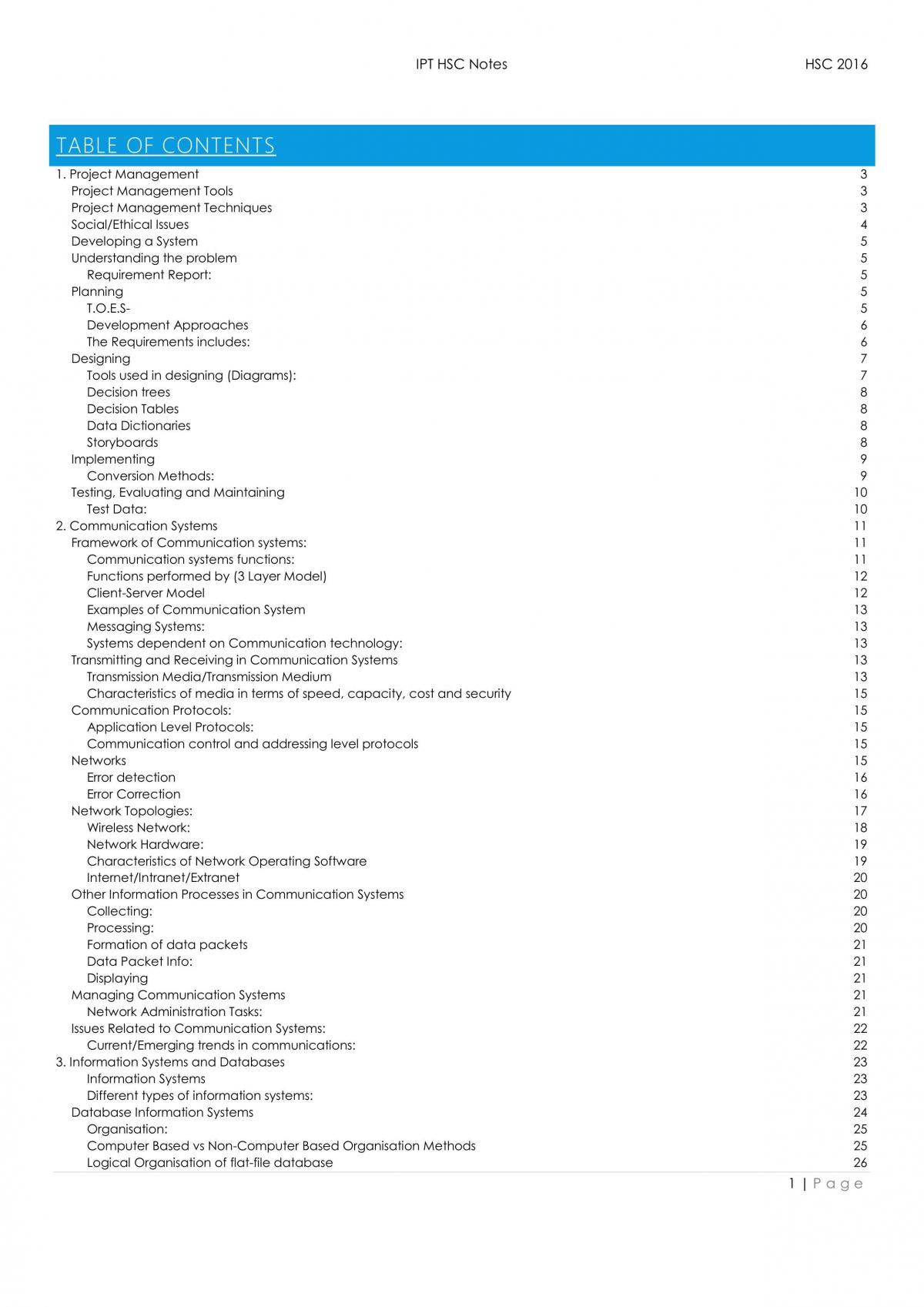 Information Processing Technology HSC Notes - Page 1
