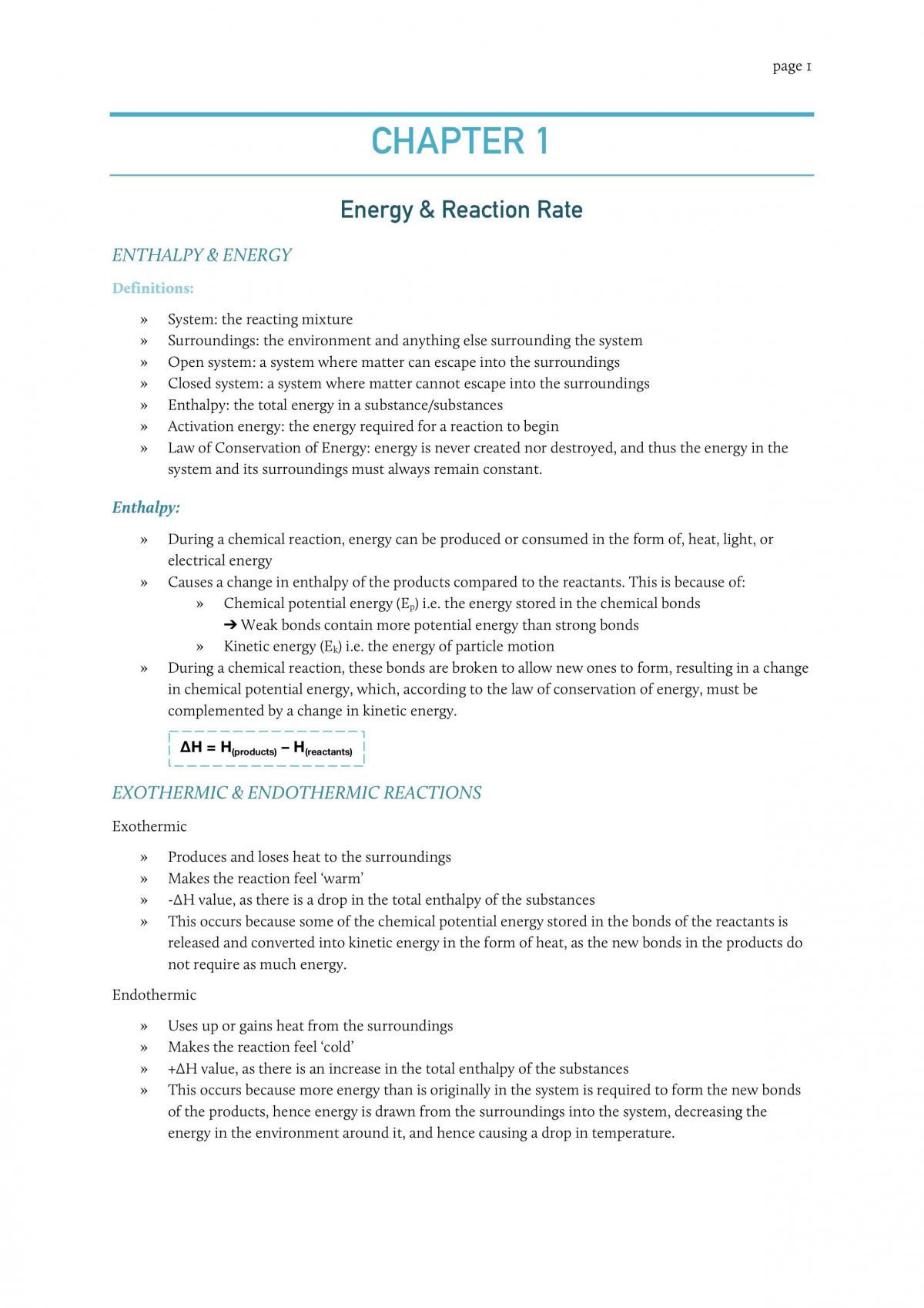 Chemistry Revision Notes - Page 1