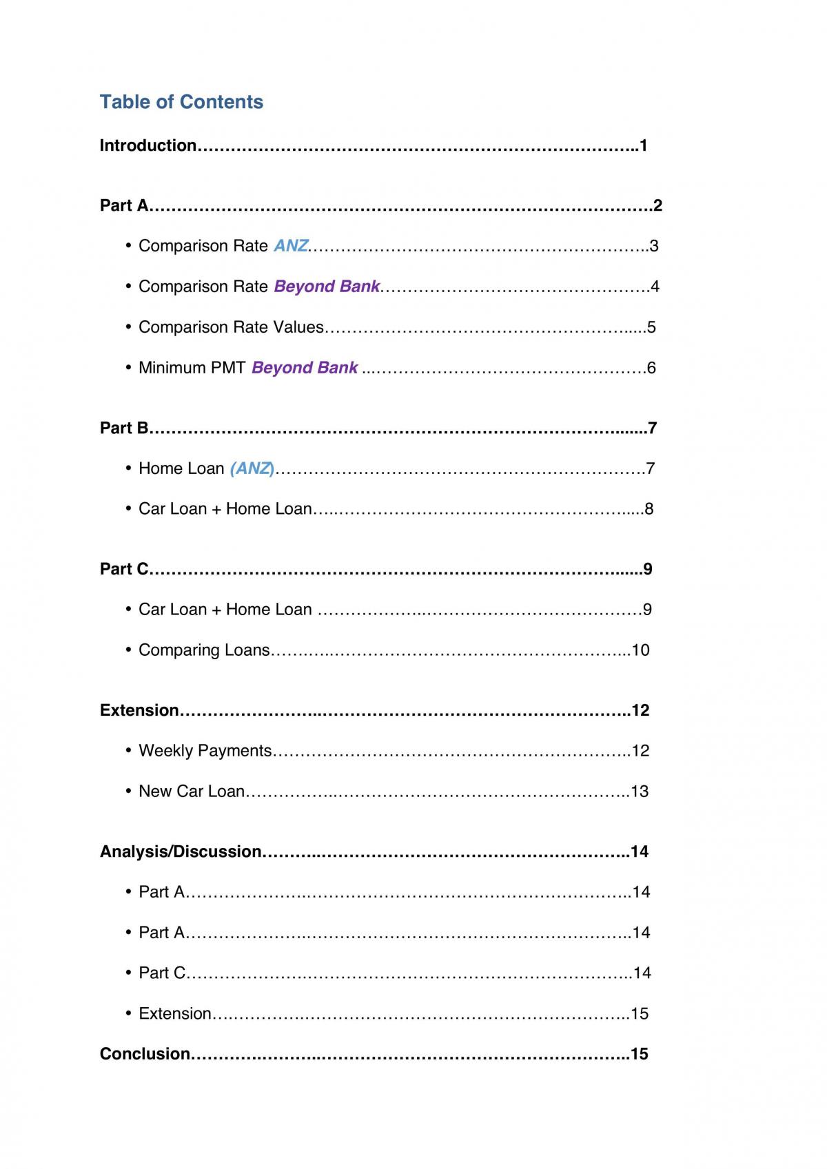 Investment & Loans Assignment - Page 1