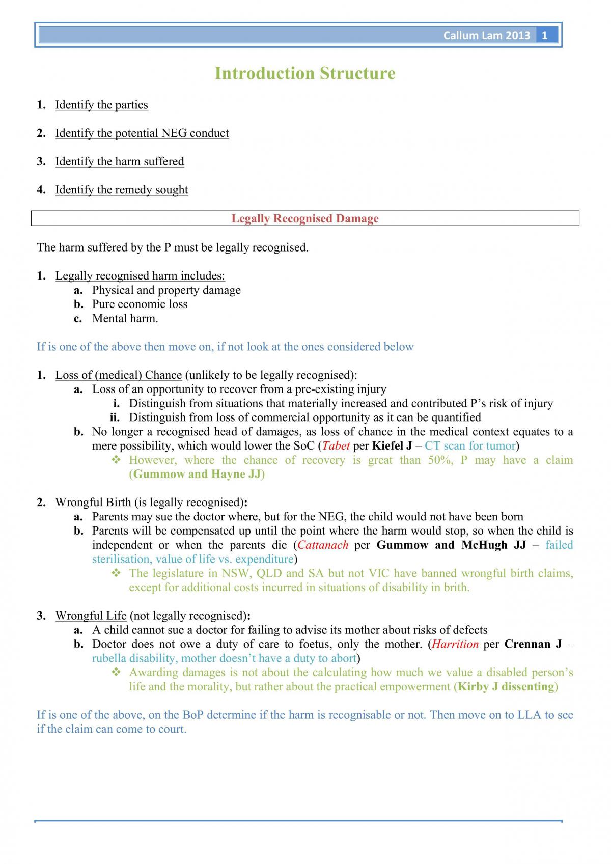 Tort B Exam Notes - Page 1