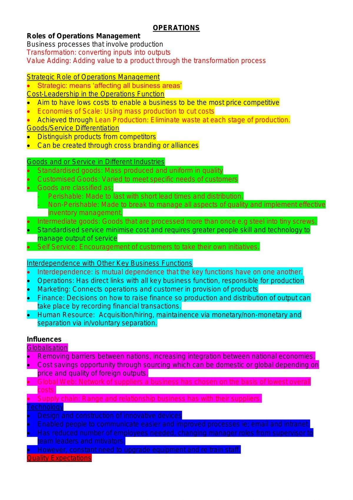 Full Year Study Notes for Business Studies - Page 1