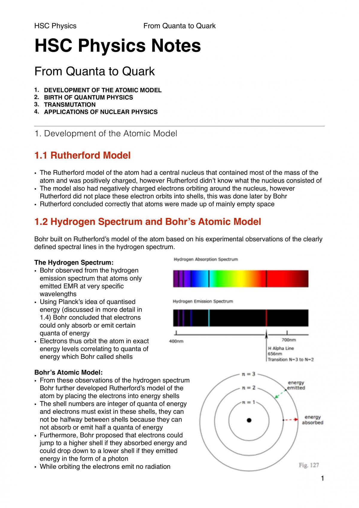 Quanta to Quarks  - Physics Notes  - Page 1