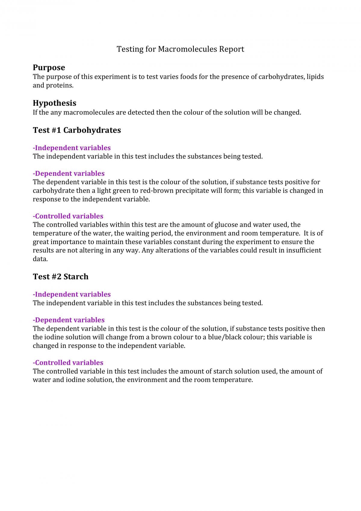 Macromolecules Practical Report  - Page 1