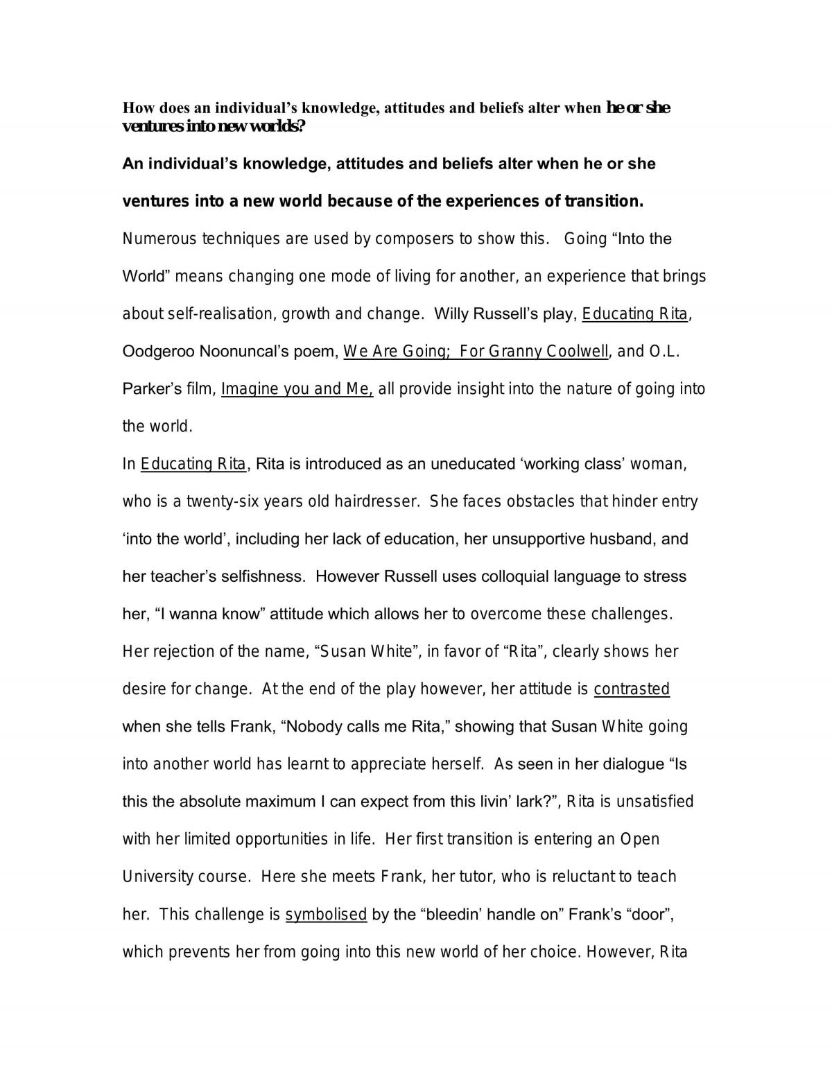 Educating Rita Assignment - Page 1