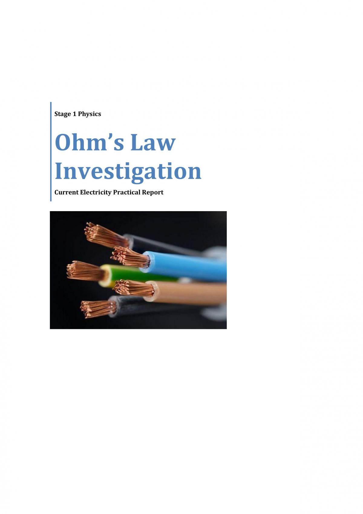 Ohms Law Practical Report - Page 1
