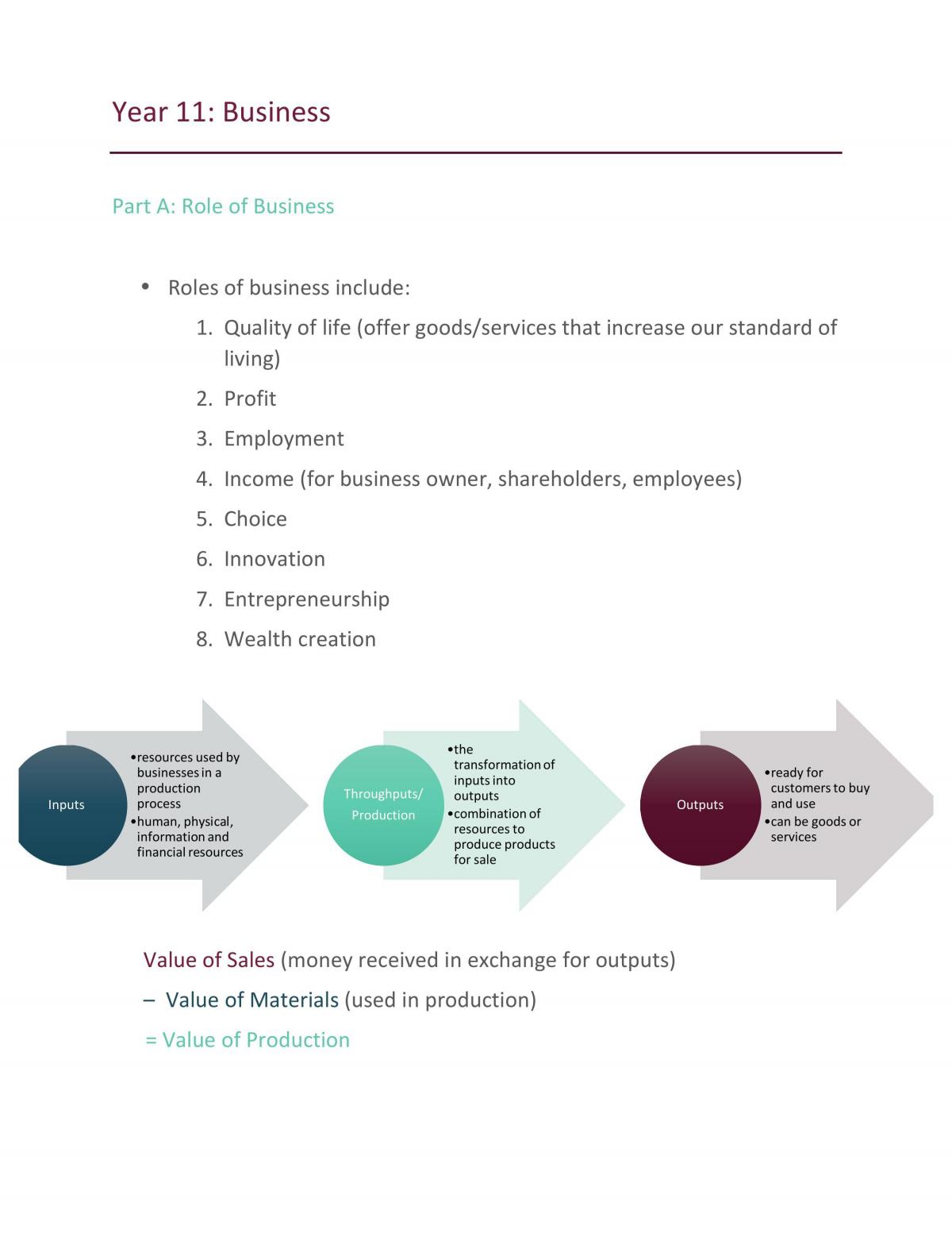 Prelim course: Business Studies Notes - Page 1