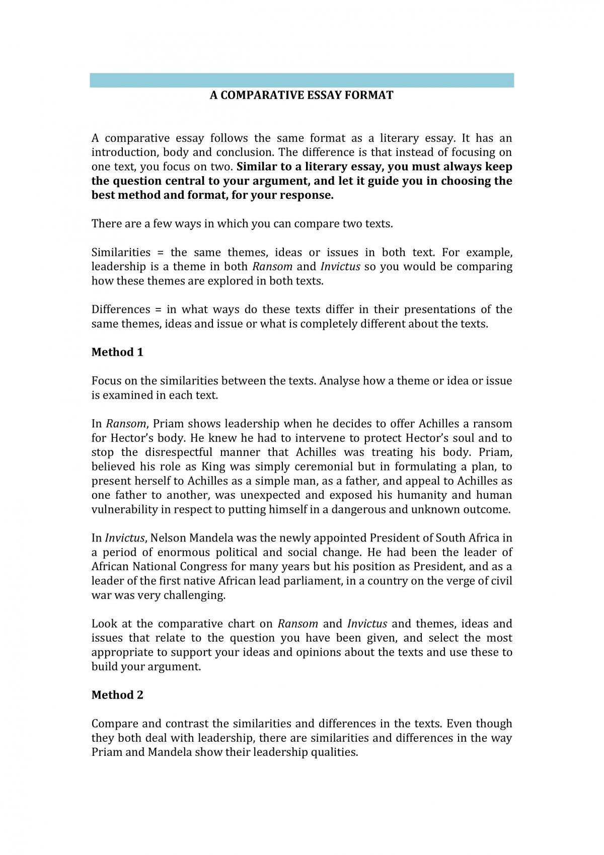 english comparison essay structure