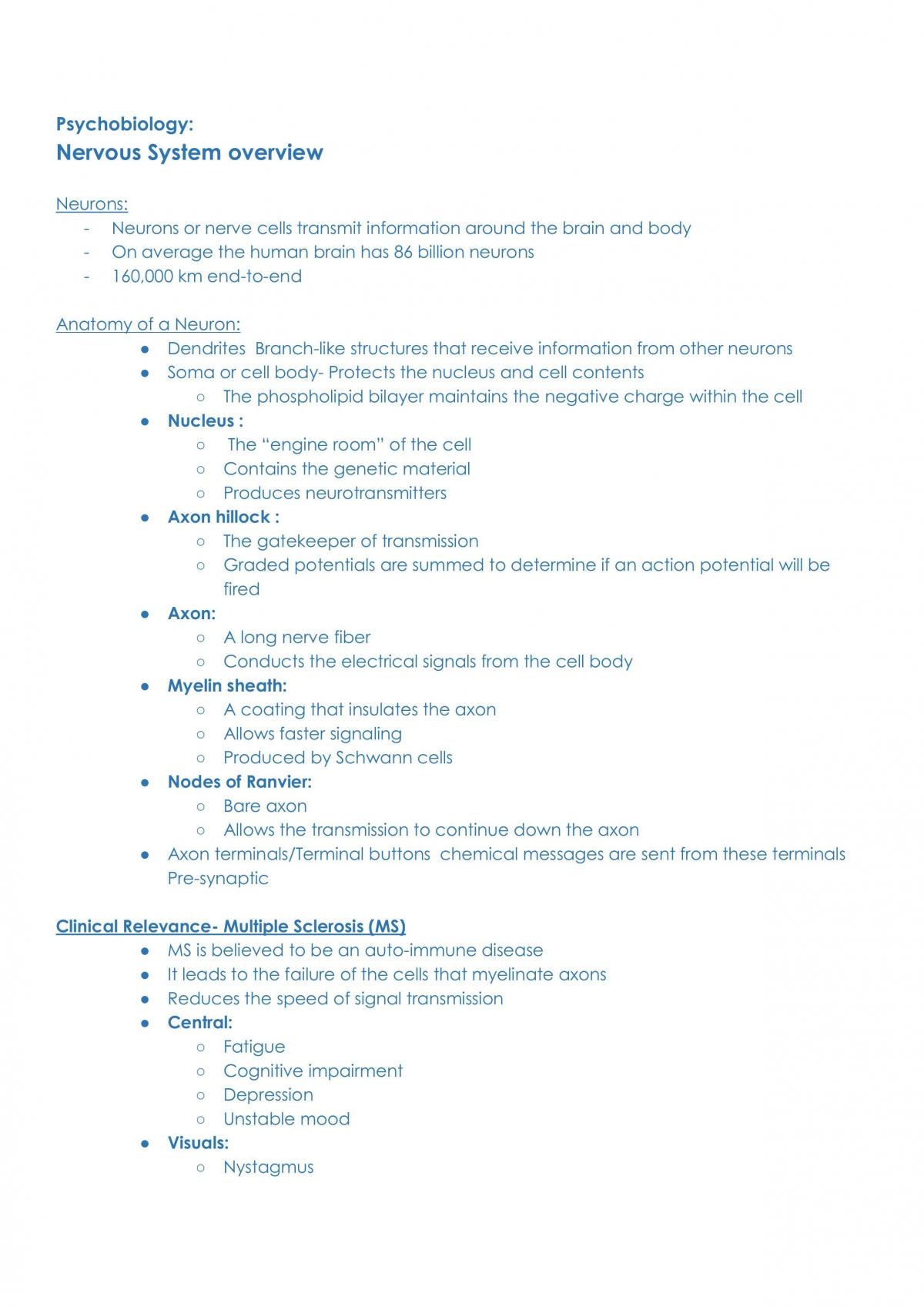 PSYC1B Psychobiology Lecs 1-3 - Page 1