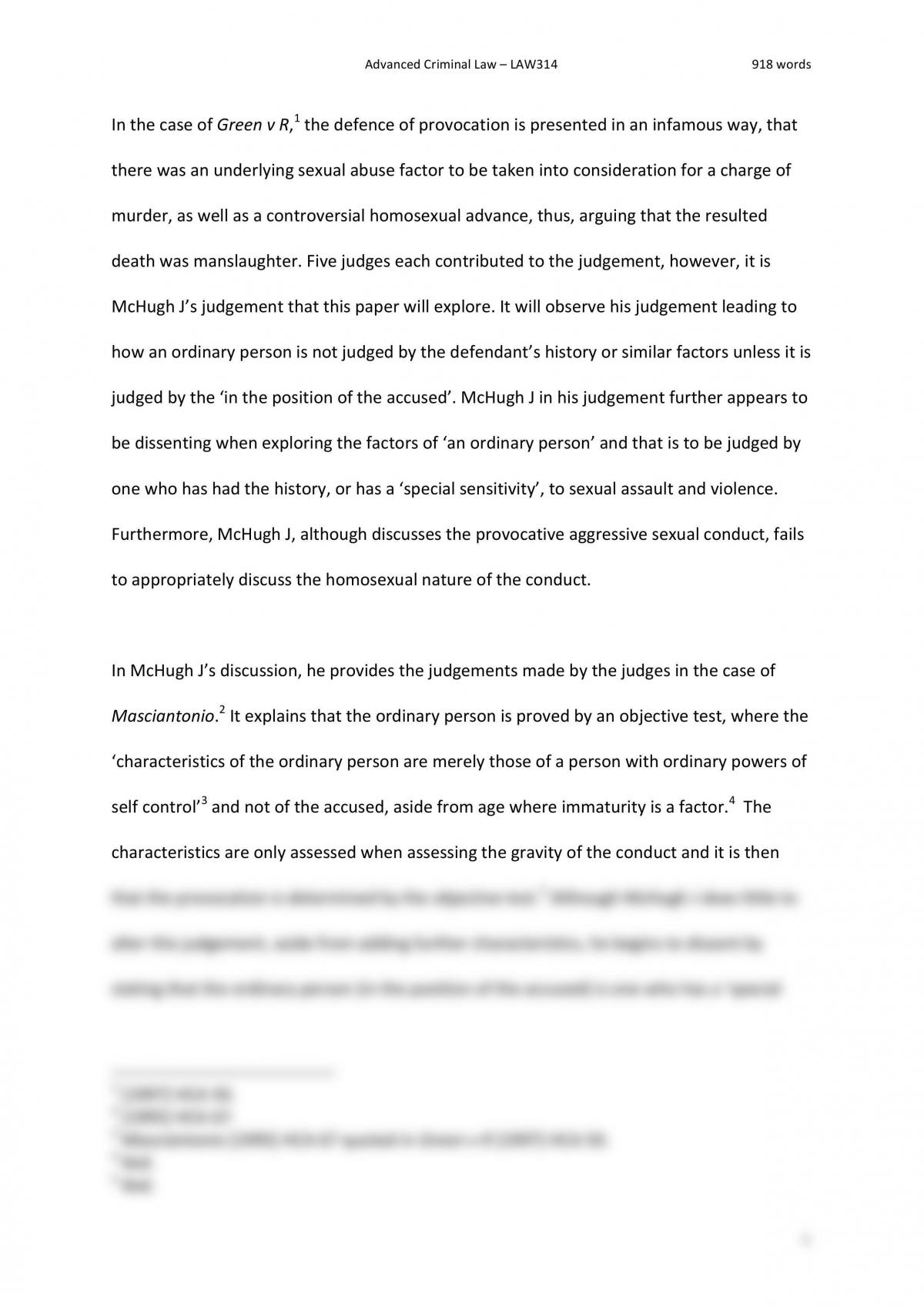 Advanced Criminal Law Reflection Assignment - Page 1