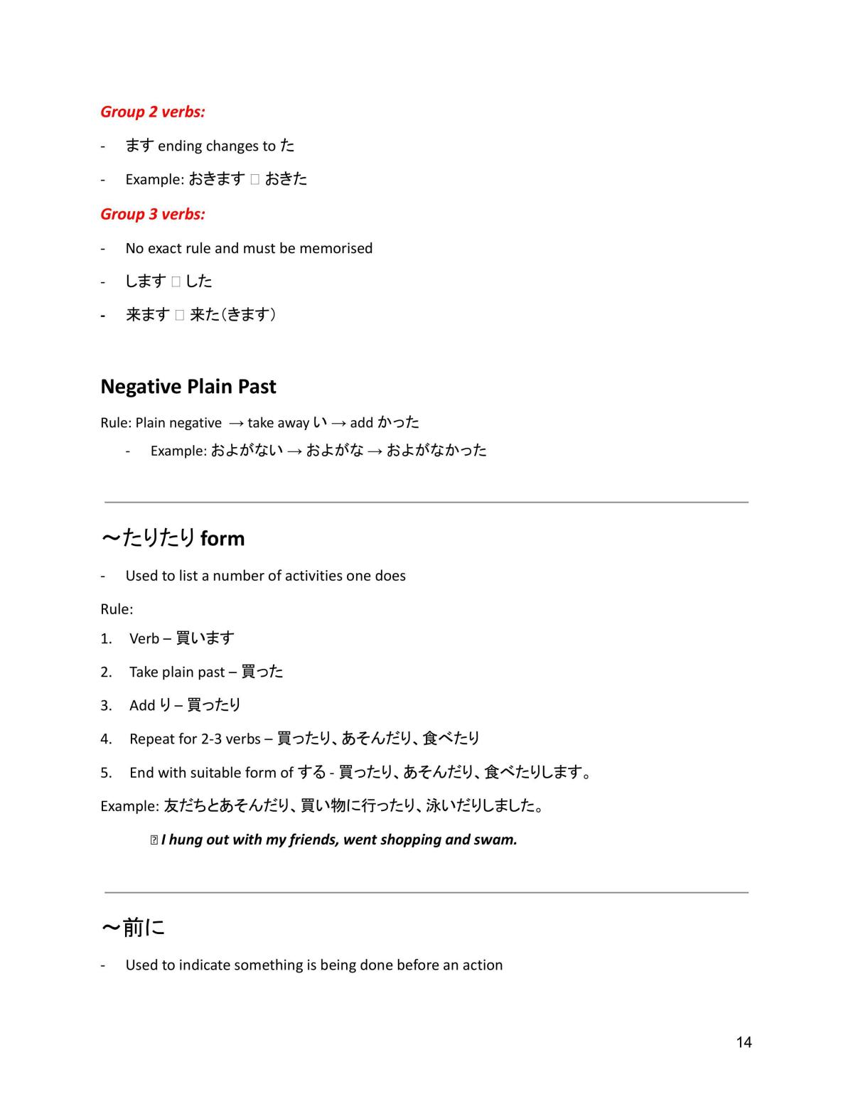 Japanese Beginners - Preliminary/HSC Notes + Speaking Notes - Page 15