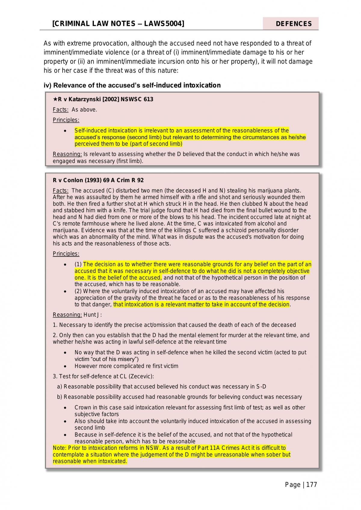 LAWS1016 Criminal Law Notes and Analysis for Final Exam - Page 195