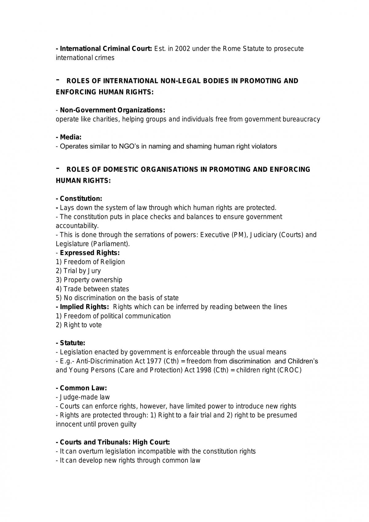 Legal Studies HSC Notes | Legal Studies - Year 12 HSC | Thinkswap