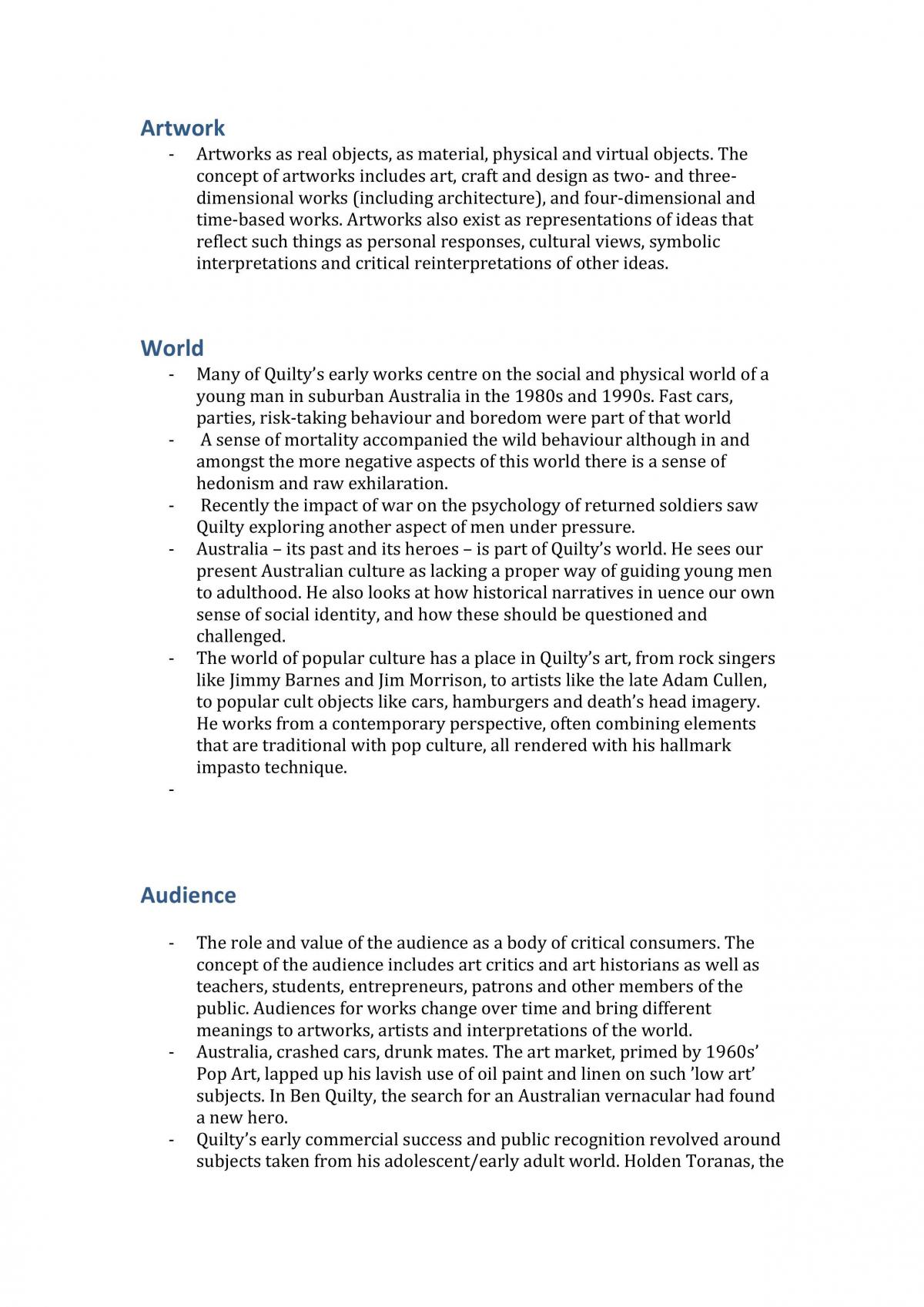 Visual Art Notes for Section 2 (Extended Response) On Ben Quilty and Andrew Salgado - Page 10