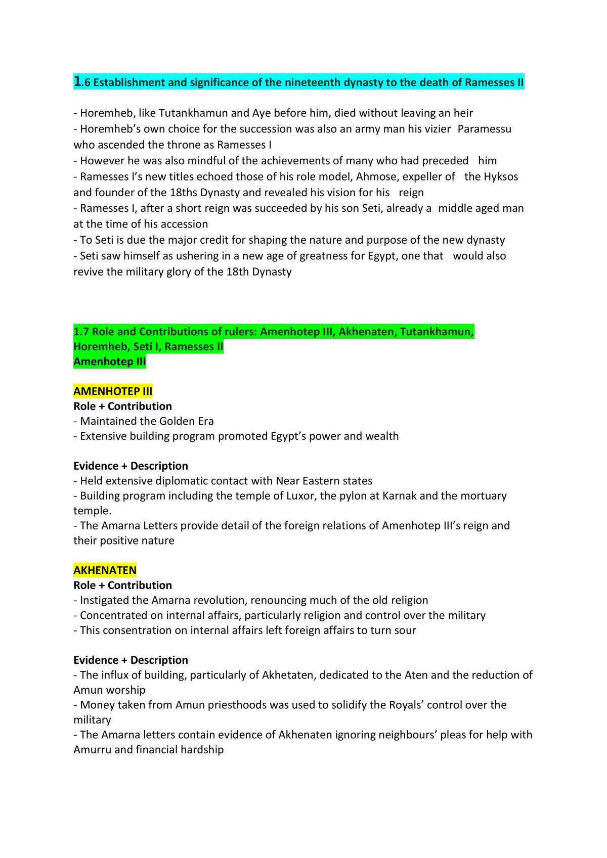 New Kingdom Egypt Full Syllabus Notes - Page 10