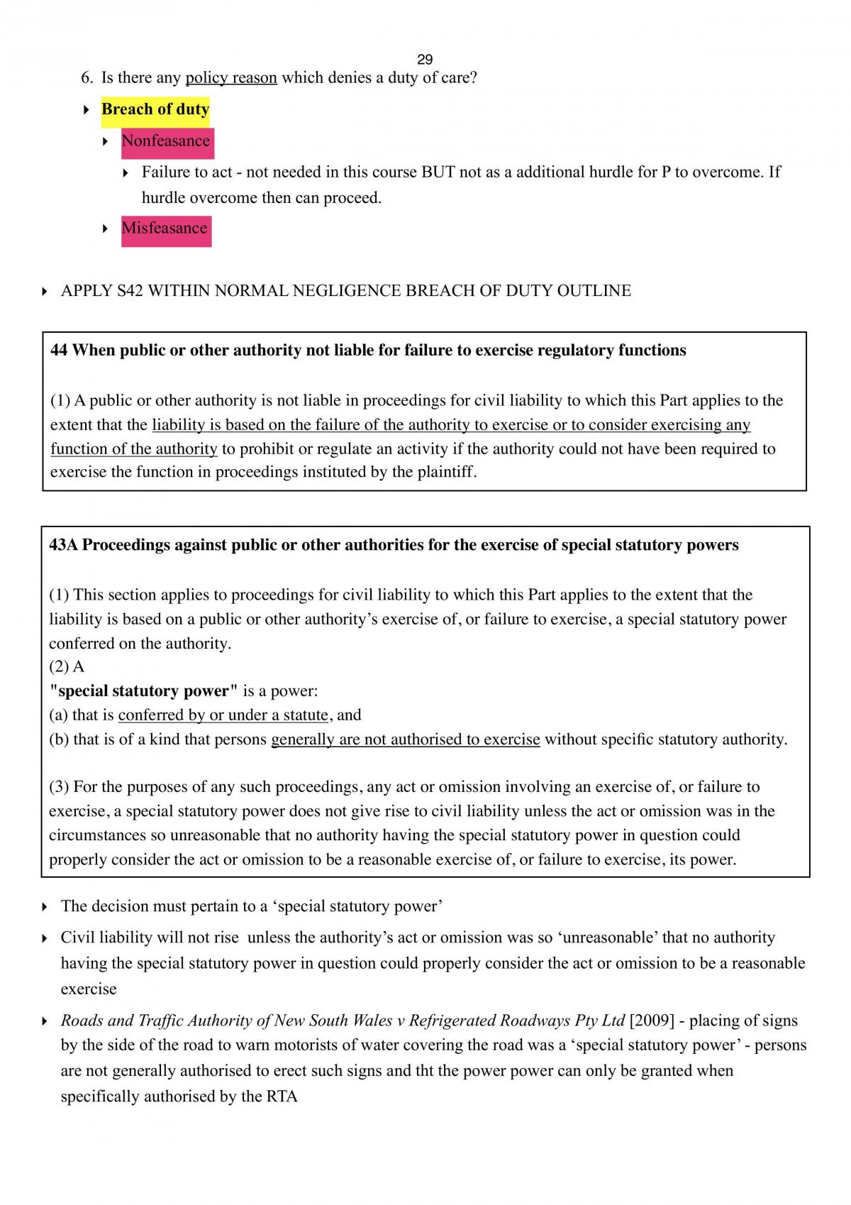 Negligence Exam Notes  - Page 29