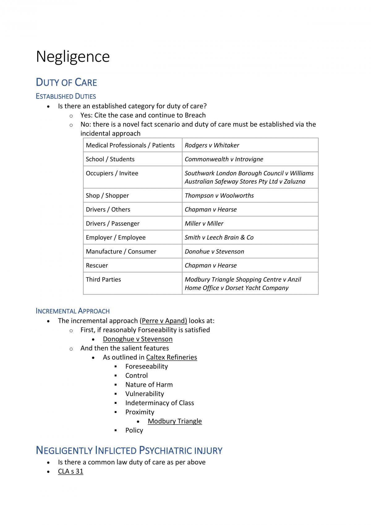 Torts Final Exam Scaffold + Flowchart - Page 1