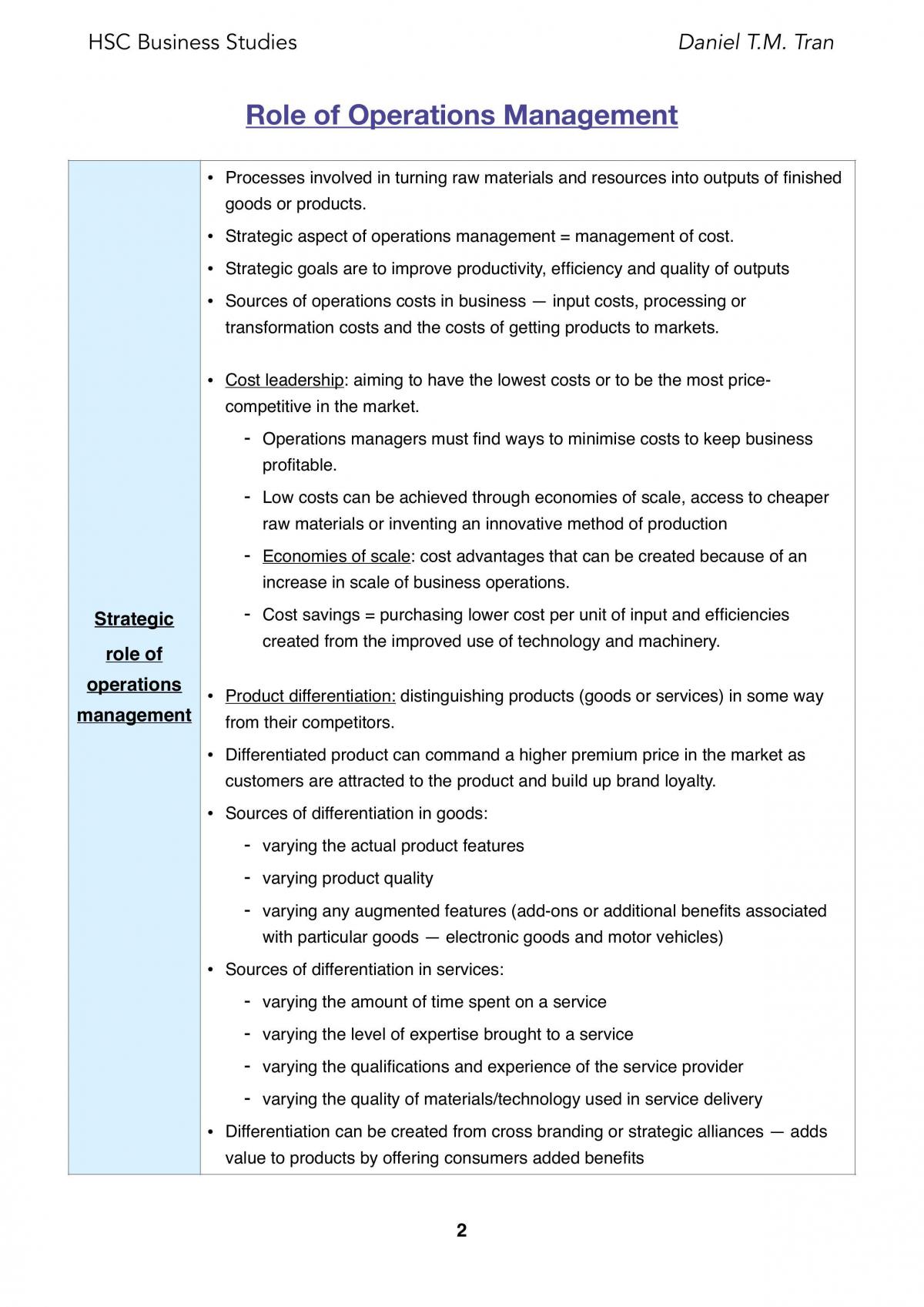 HSC Topic One Operations  - Page 2