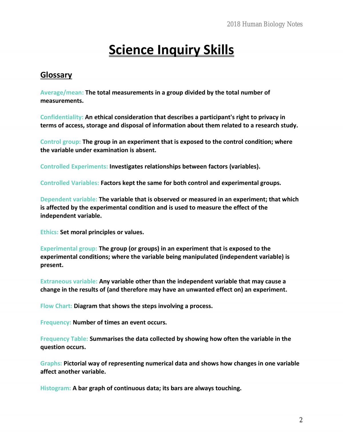 Human Biology Units 3 & 4 Notes - Page 2