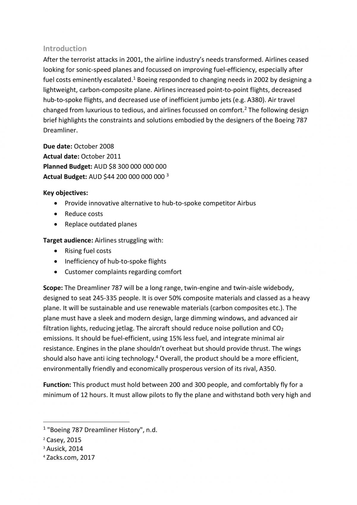 Case Study on the Boeing787 Dreamliner - Page 2