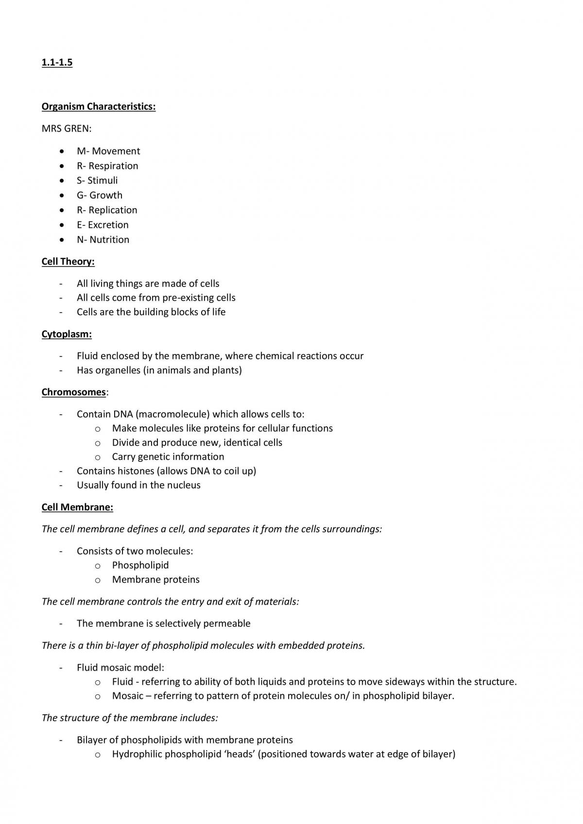 Partial Study Notes; Biology A Human Focus Stage 1 - Page 2