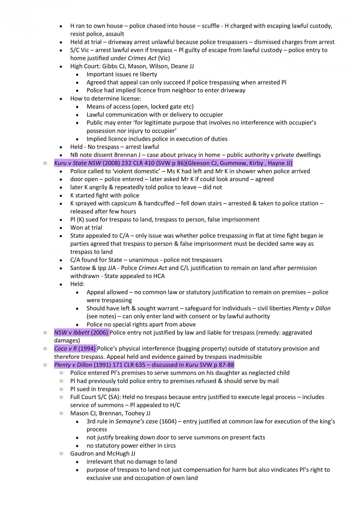 LAW203 Torts Notes - Page 28