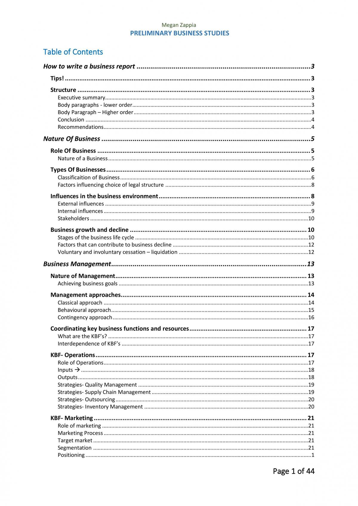 Complete Preliminary Business Studies Notes - Page 2