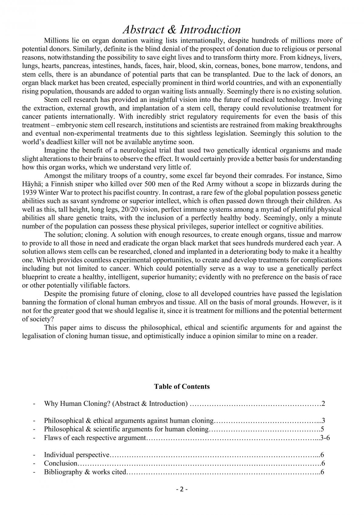 argumentative essay on cloning