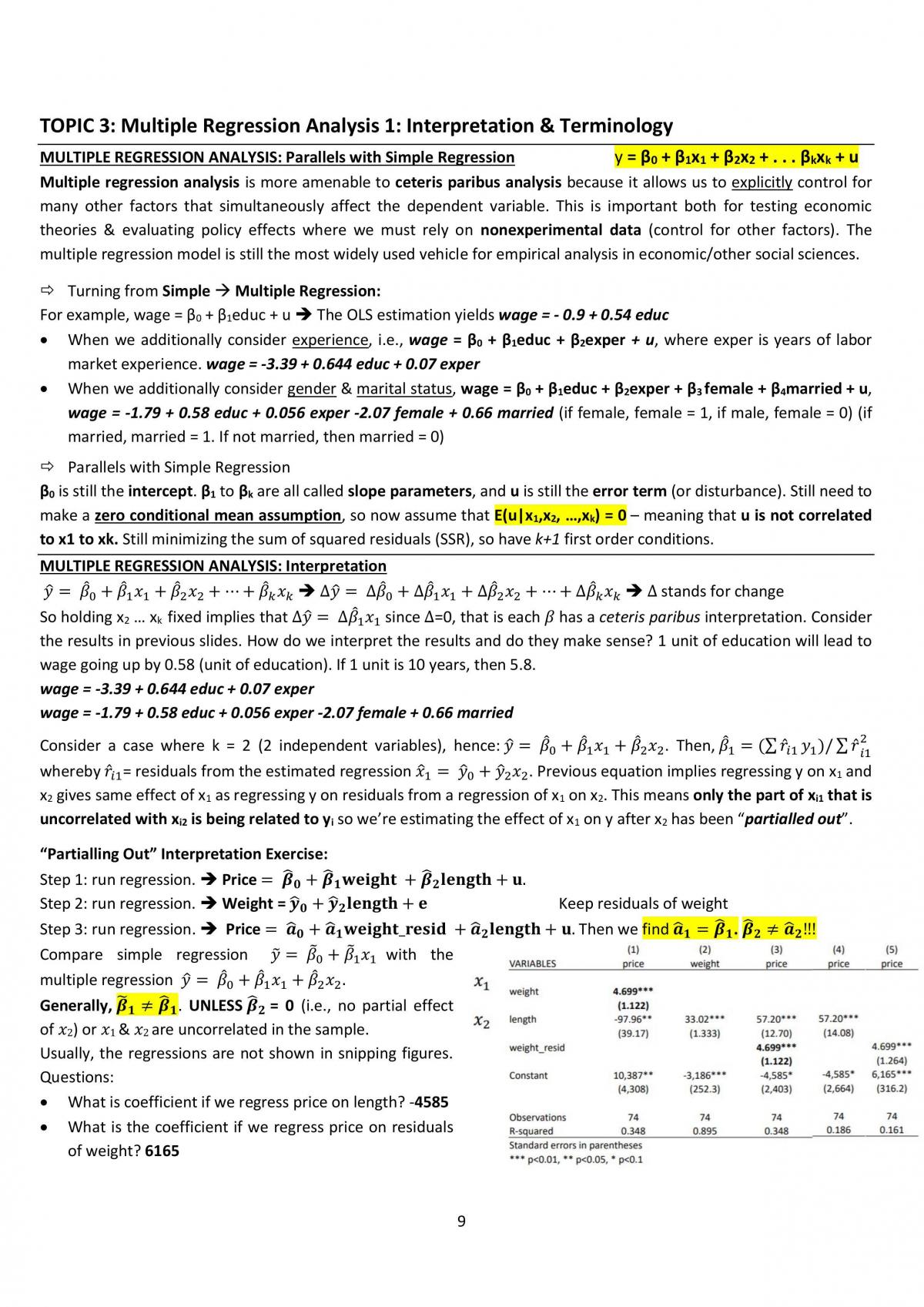 BSE3703 - Econometrics for Business I Notes - Page 9