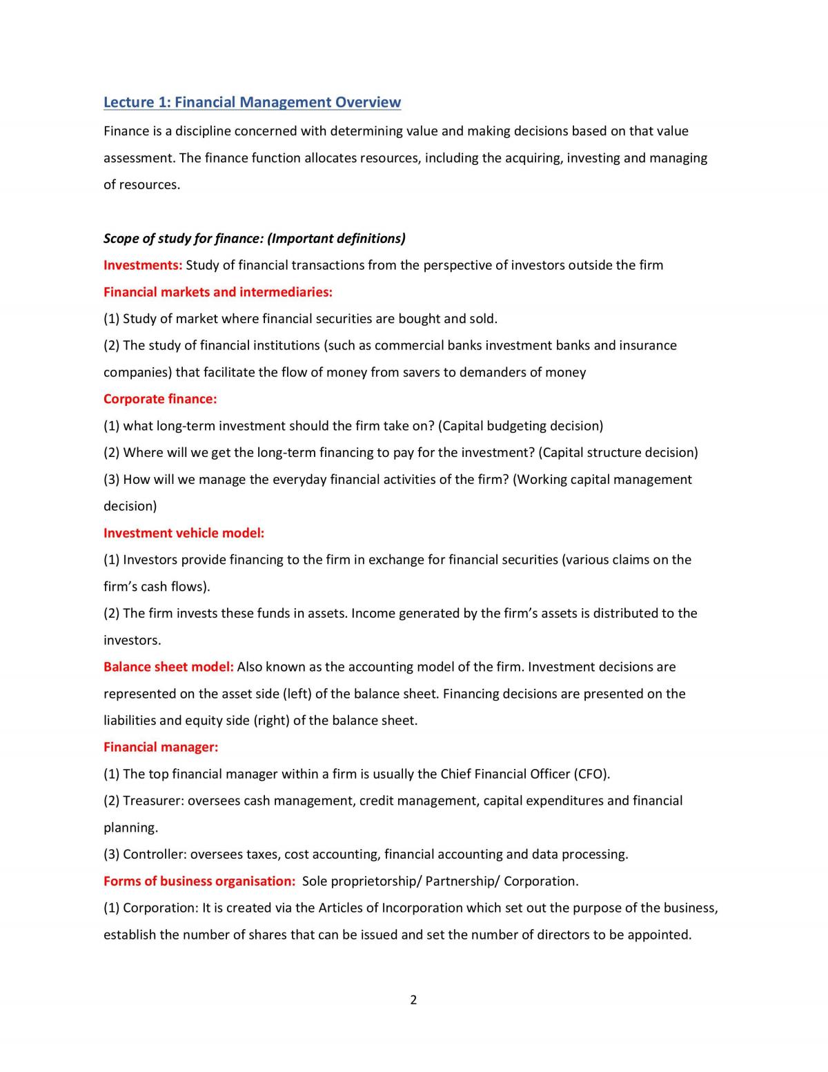 FIN2704 complete study notes - Page 2