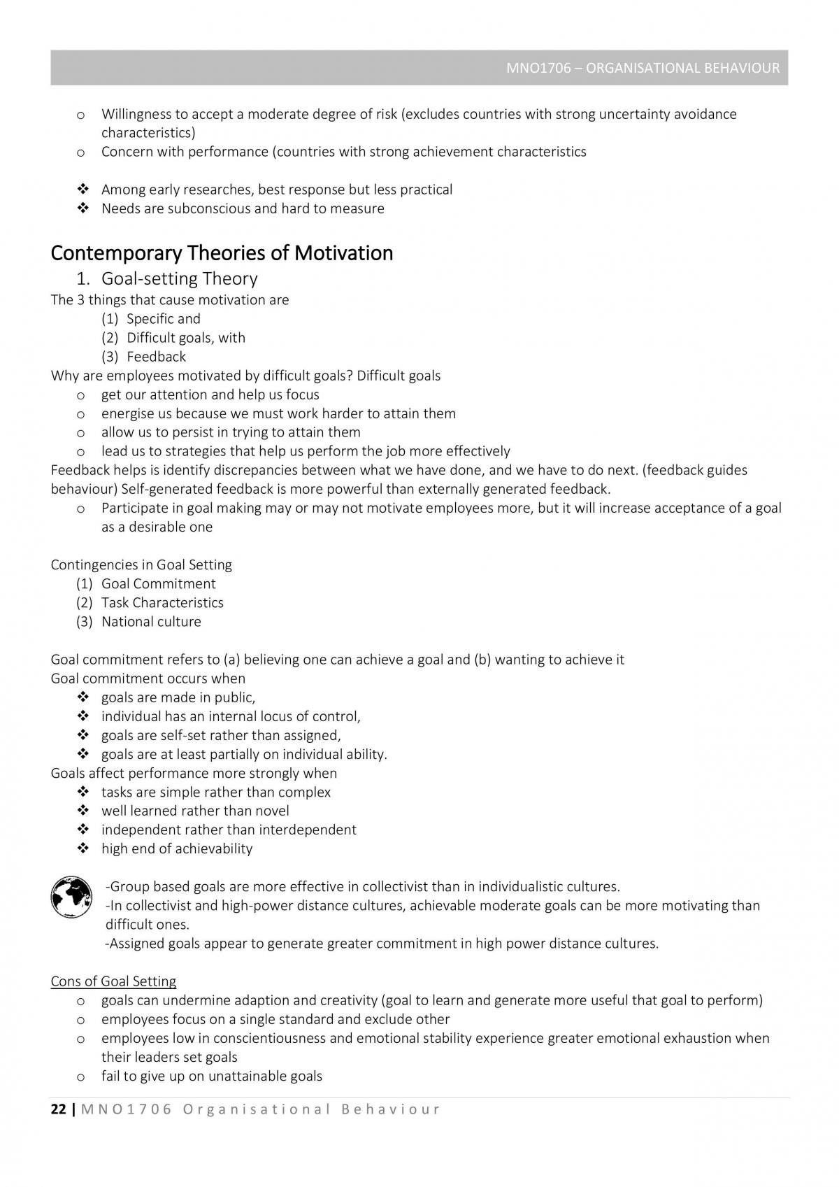 MNO1706 Organisational Behavior Full Notes - Page 22