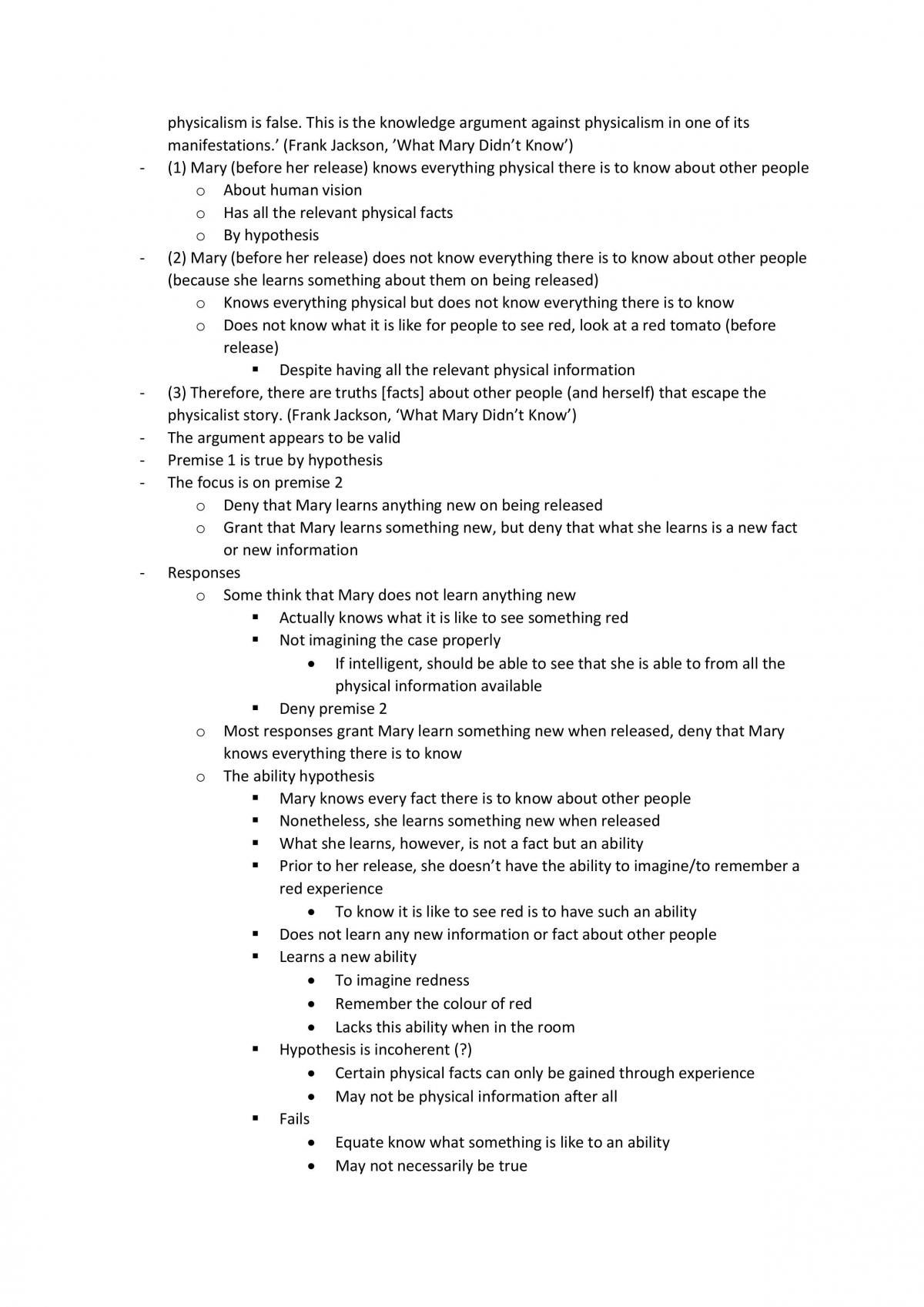 PH2241 Philosophy of Mind Notes - Page 29