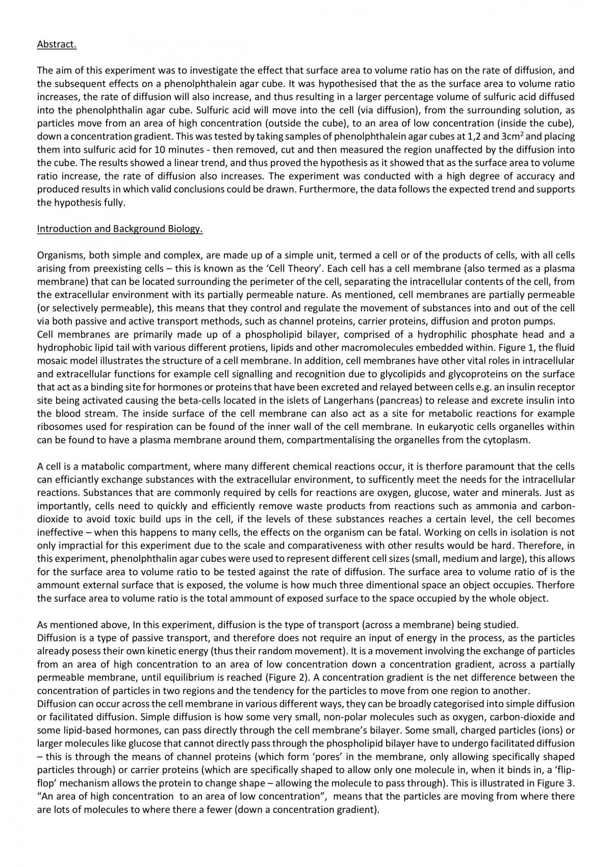 The Effect of Surface to Volume Ratio on the Rate of Diffusion.  - Page 2