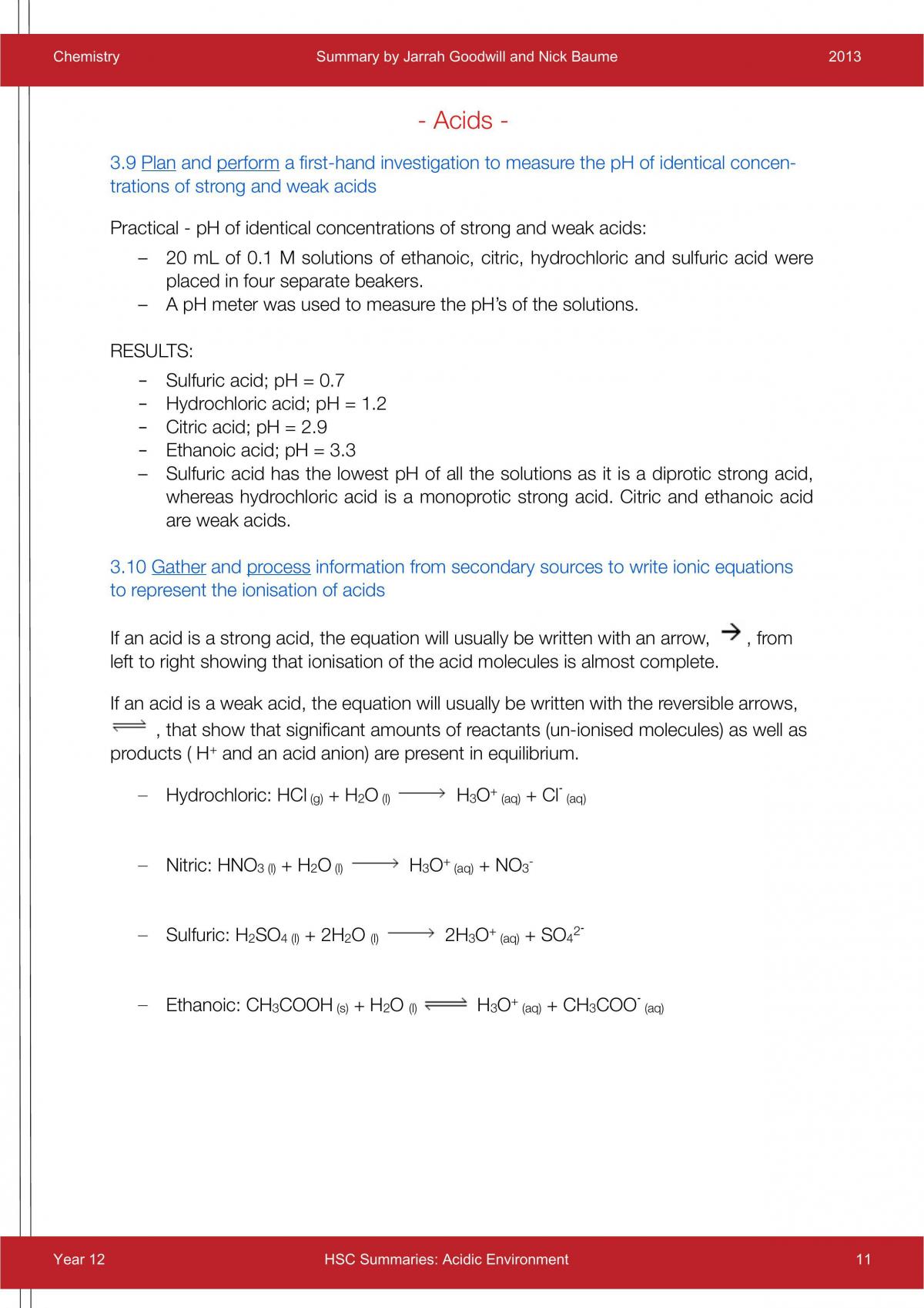Acidic Environment Summary - Page 11
