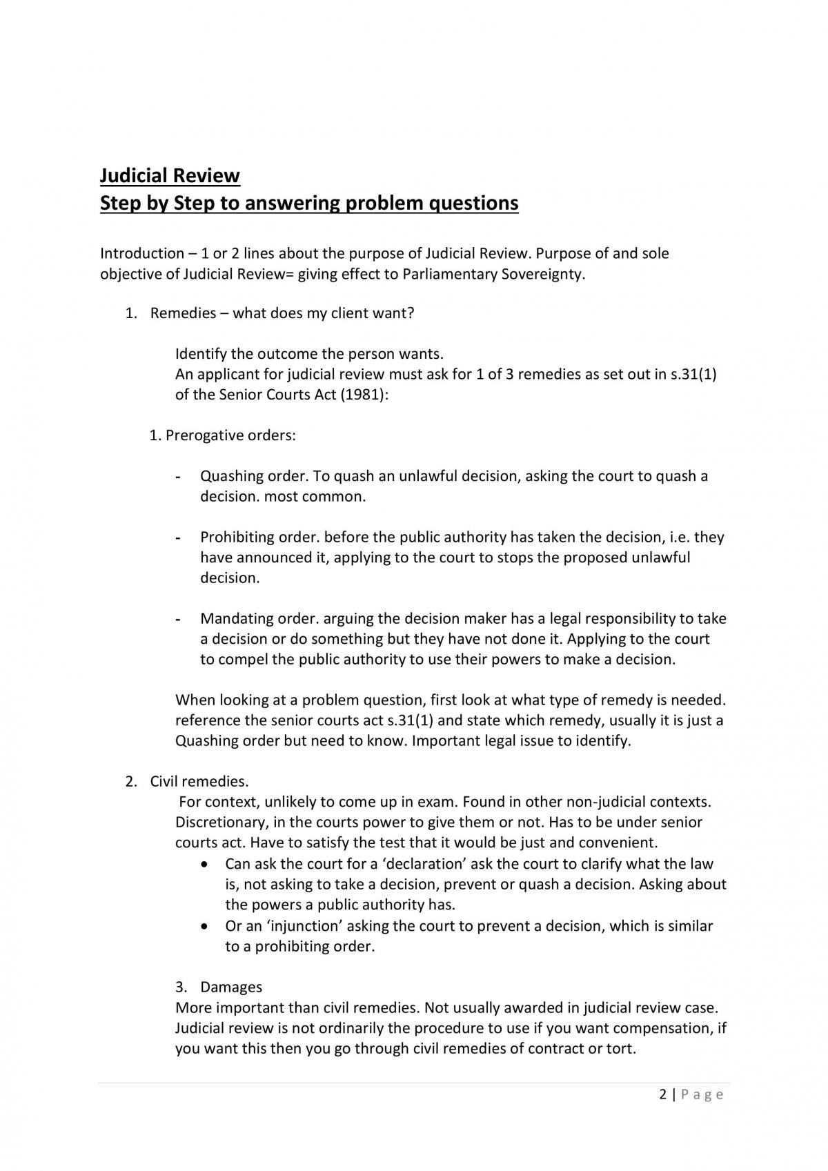Public Law II Judical Review and Human Rights guide - Page 2