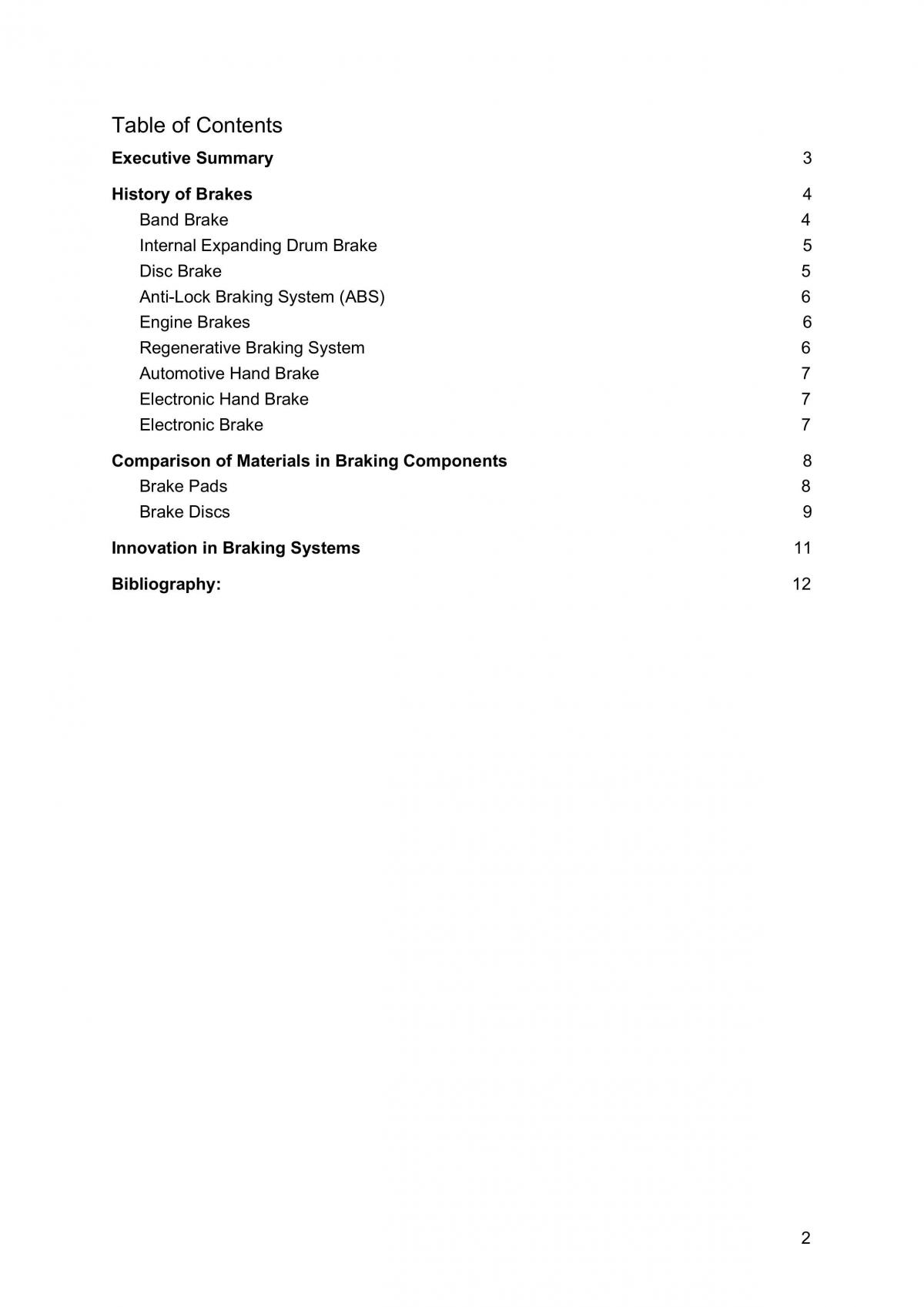 Engineering Report on Braking Systems - Page 2