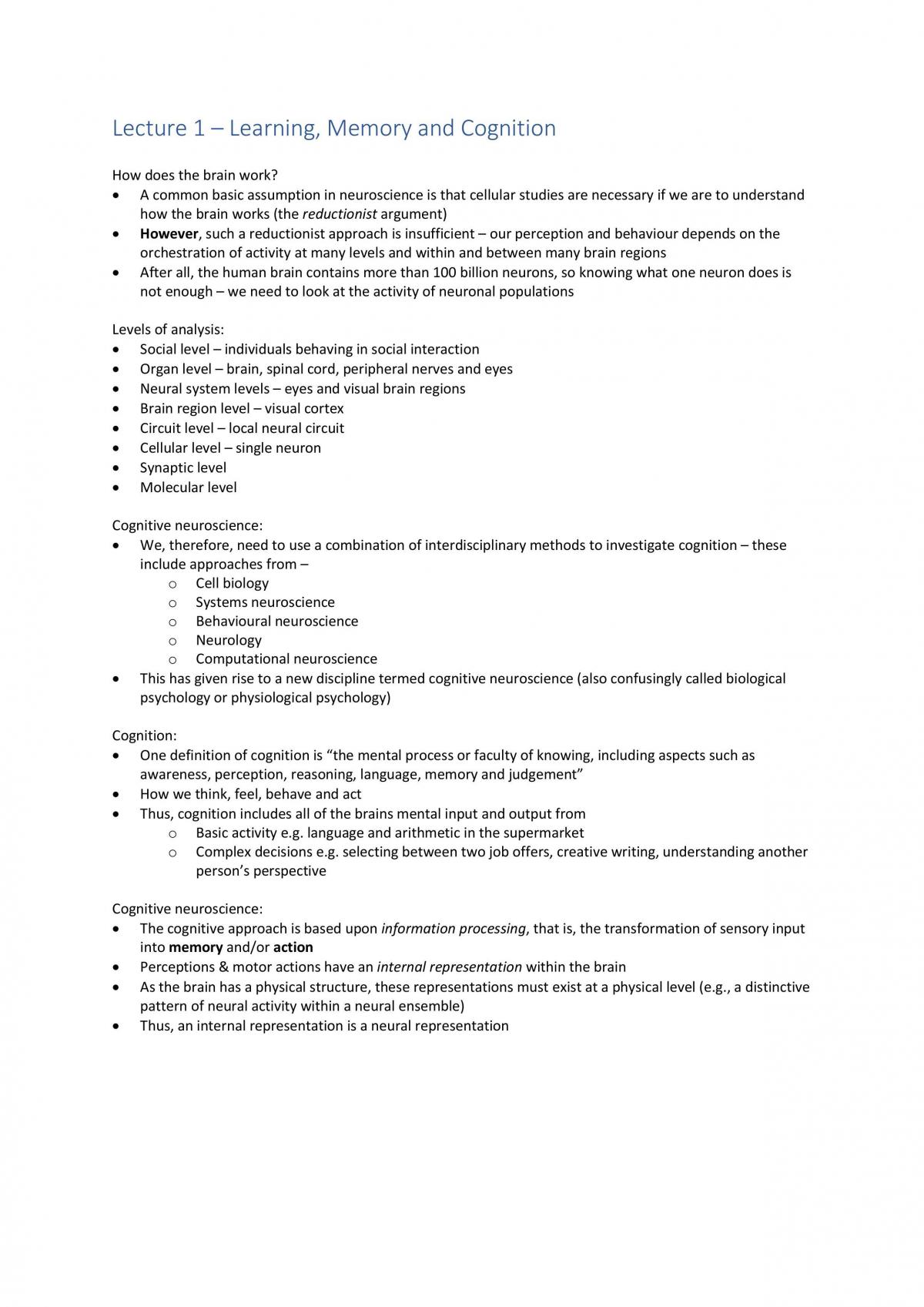 Learning, Memory and Cognition Notes - Page 2