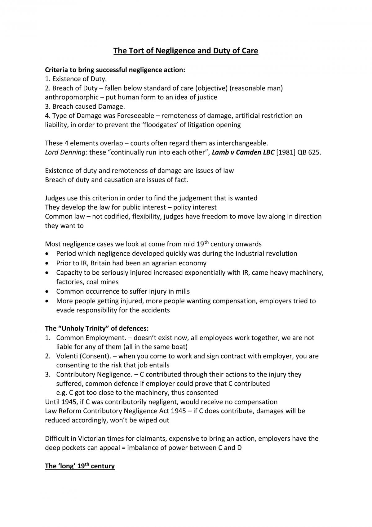 Tort Law 1 Complete Notes - Page 2