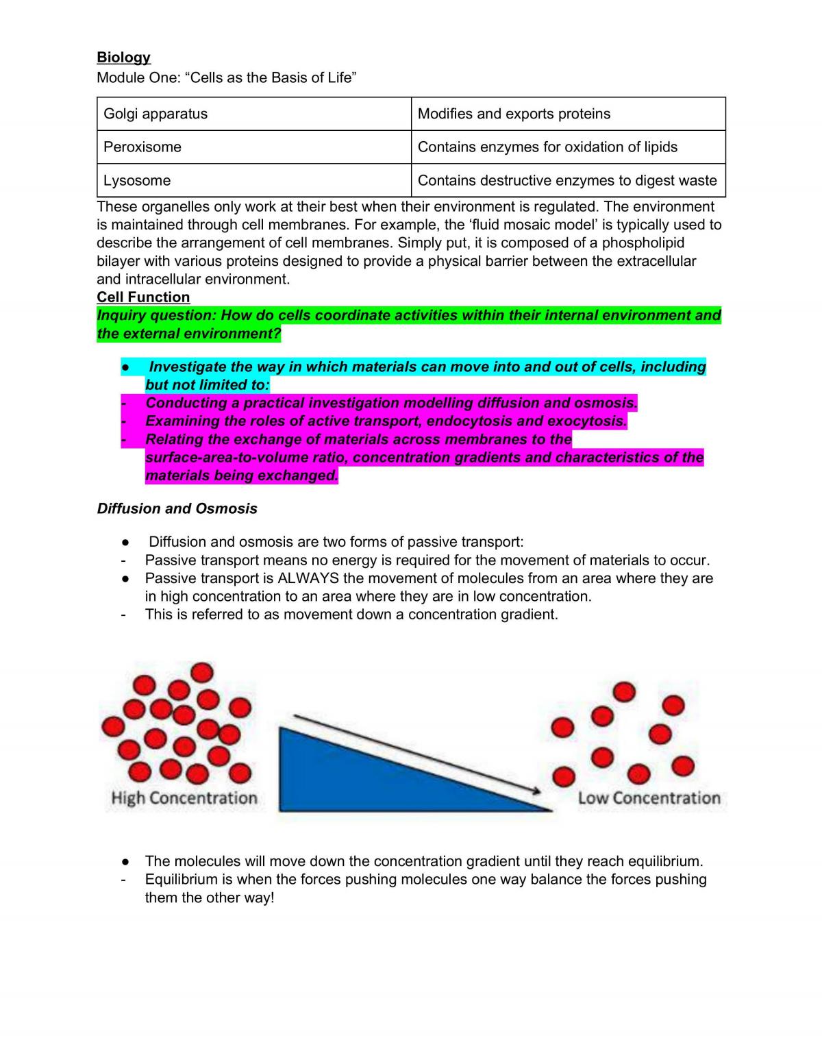 Module One; 'Cells as the Basis of Life' - Page 11