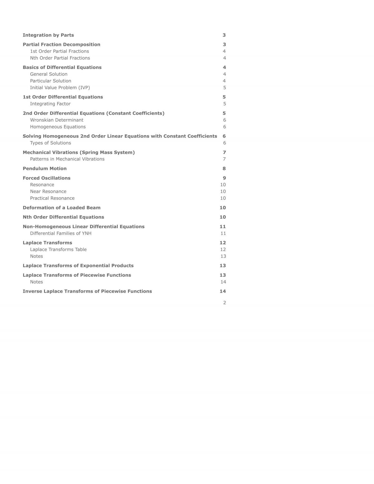 Ordinary Differential Equations Complete Course Notes - Page 2