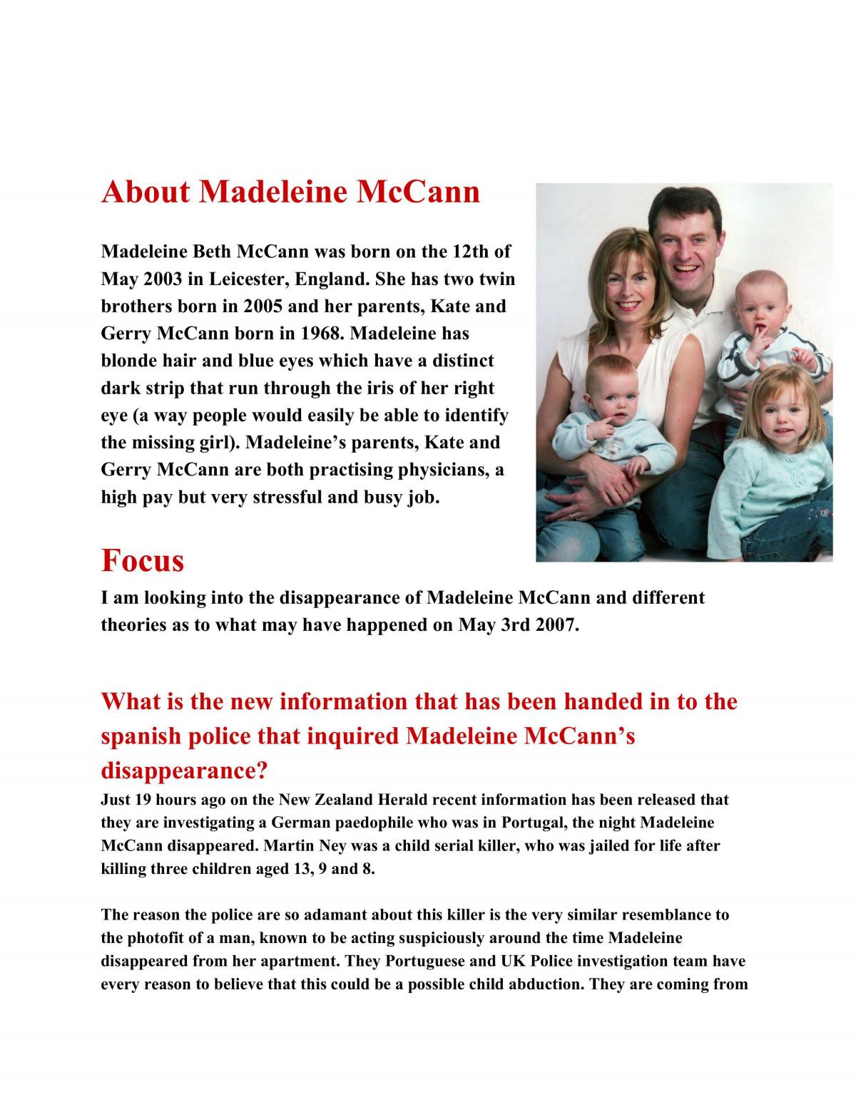 The Disappearance Of Madeleine McCann - Page 2