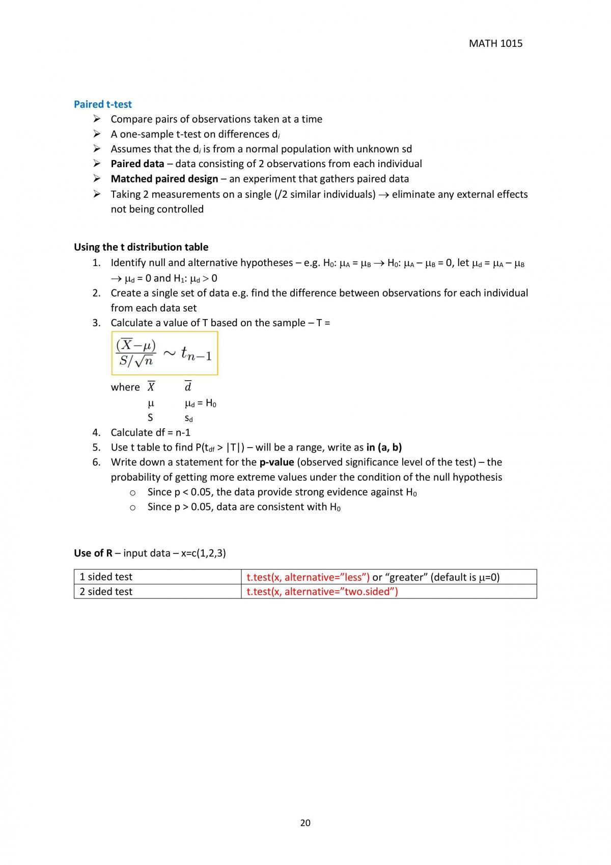 MATH1015 Notes - Page 20