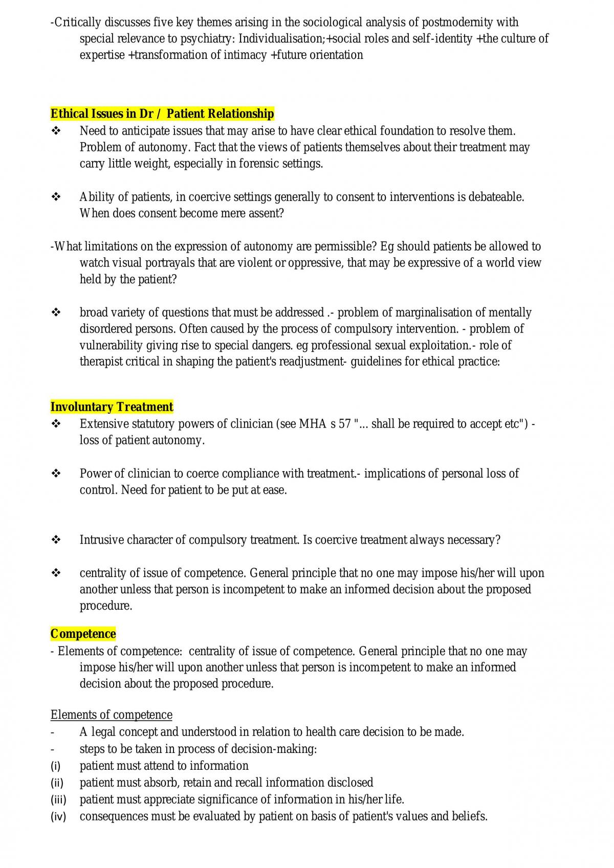 Law and Psychiatry Week 1 to Week 10 - Page 1