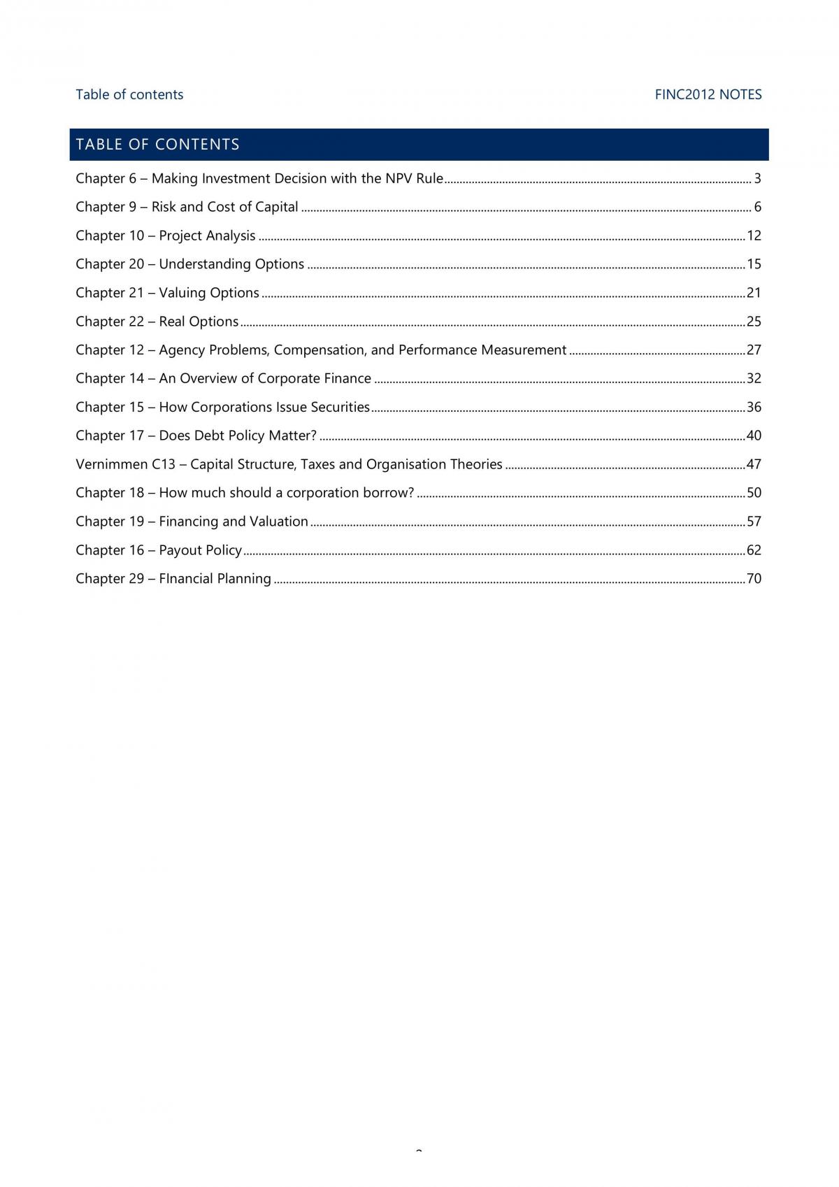FINC2012 Full Study Notes - Page 2