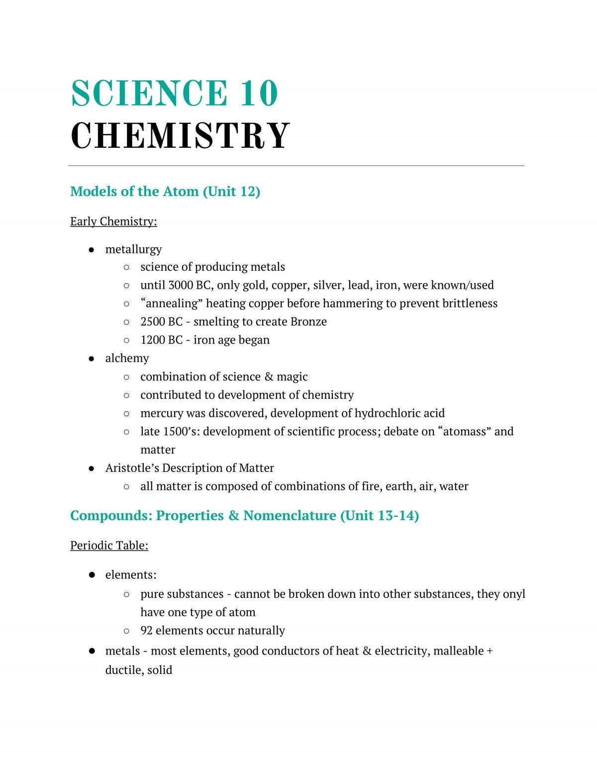 Science 10 Summary Notes  - Page 10