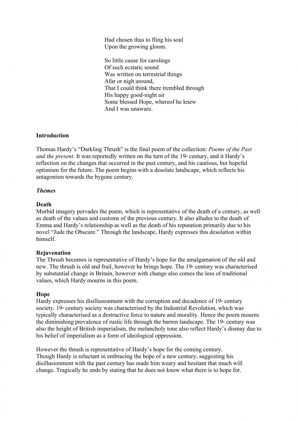 Study of Thomas Hardy's Poetry - IOC complete comprehensive notes - Page 2
