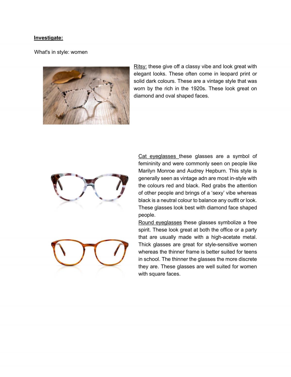 Glasses Project Report - Page 3