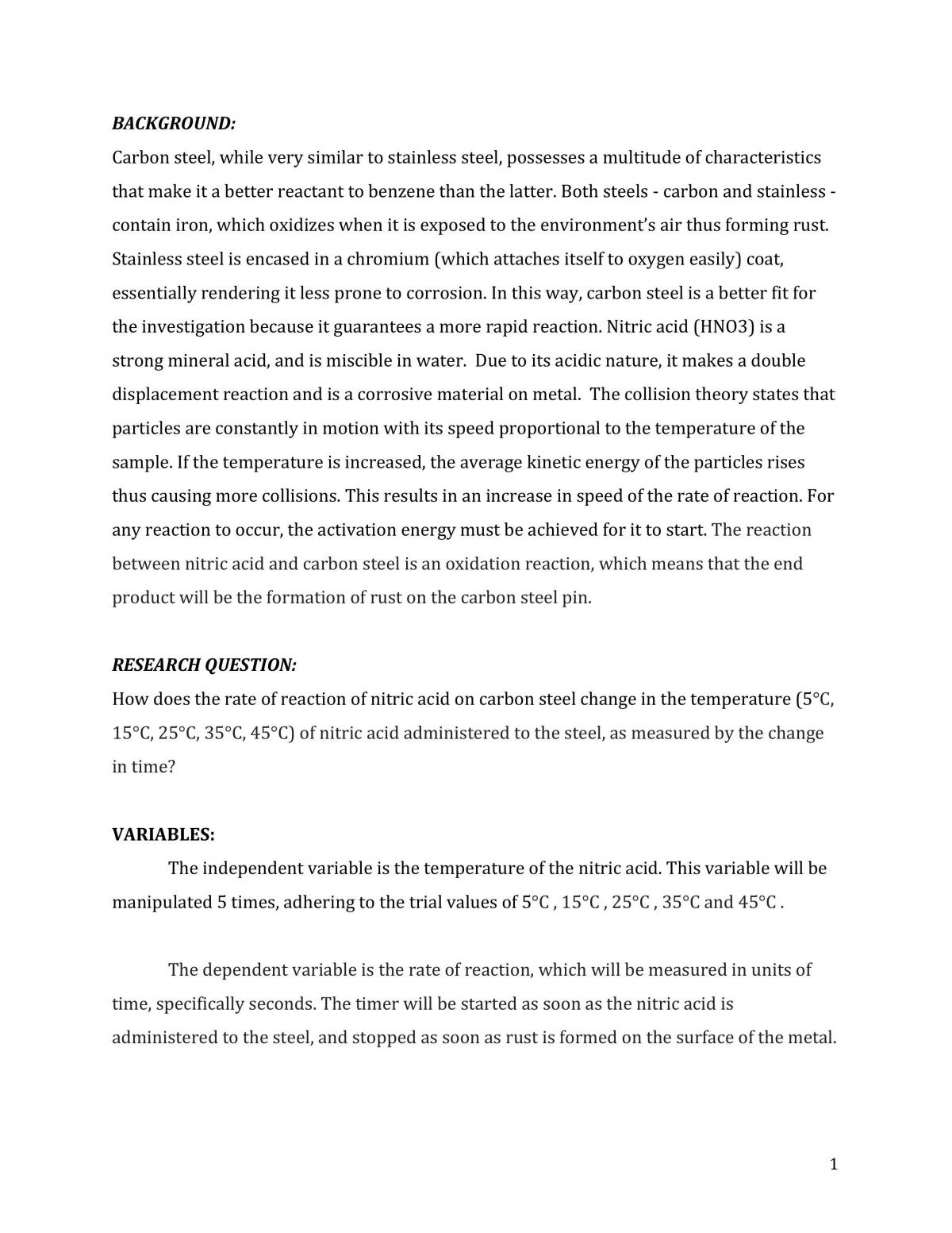 Lab: Effect of Temperature Change on the Reaction Rate Between Nitric Acid and Carbon Steel - Page 2