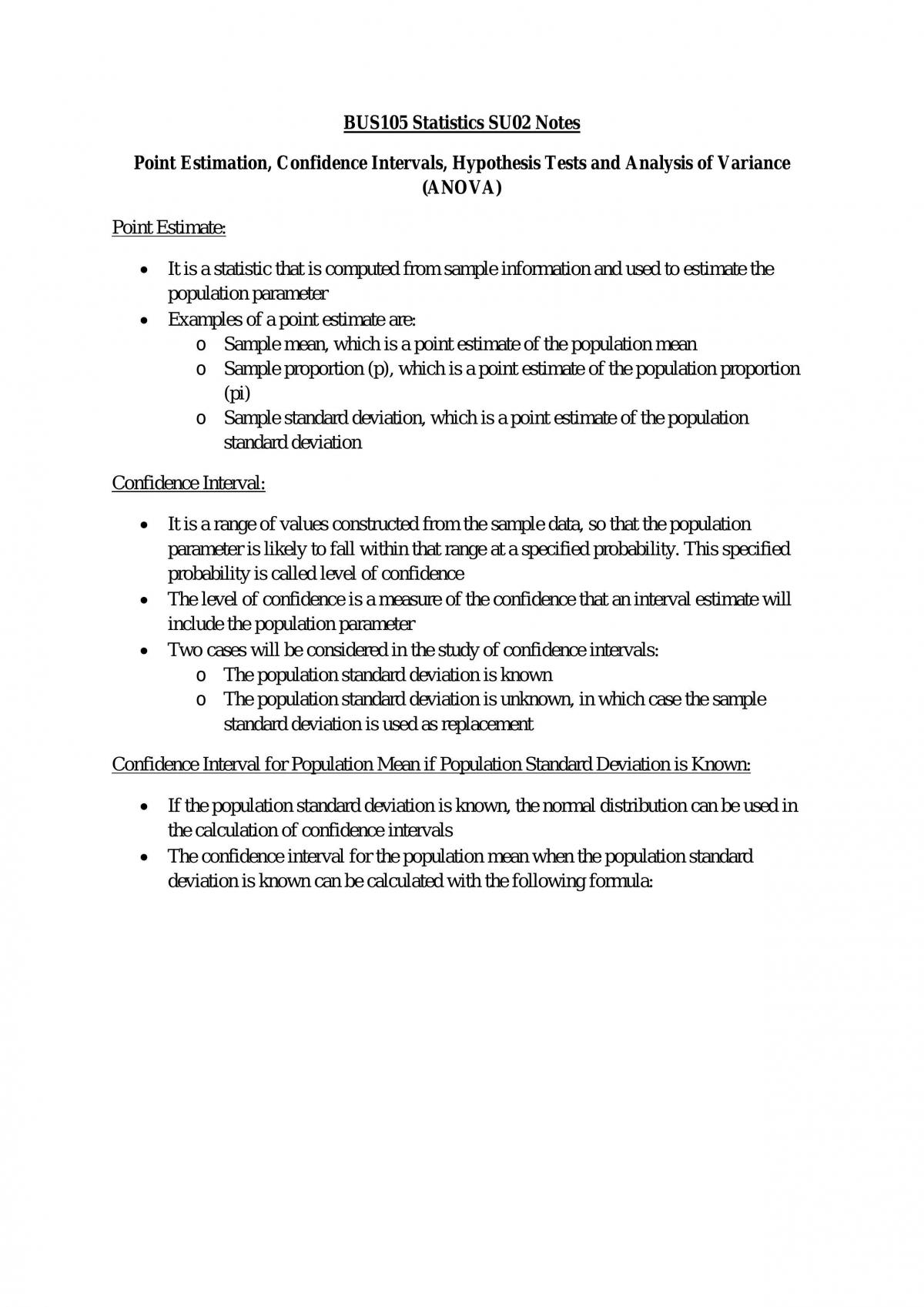 BUS105 Statistics Notes - Page 33