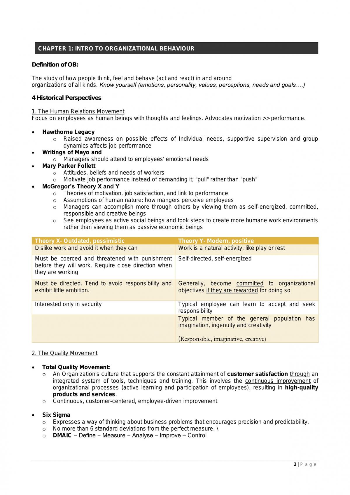 Organizational Behavior and Design Complete Study Notes  - Page 2