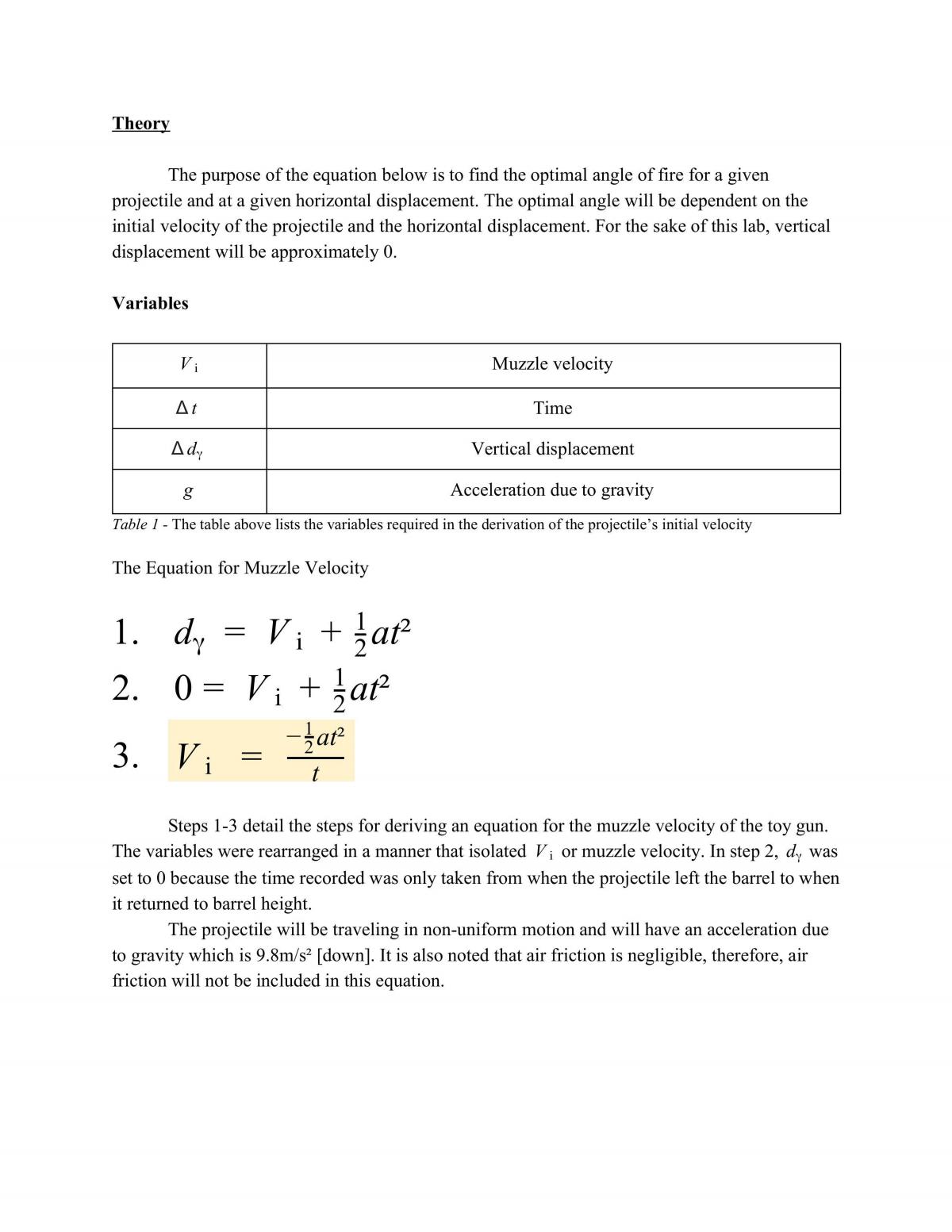 Lab report discussing the derivation of an optimal angle of fire - Page 2